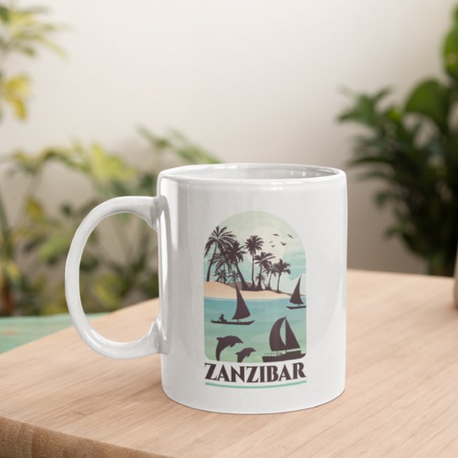 Mug Carte magnétique Vintage Zanzibar Afrique (zanzibar vintage travel mug)