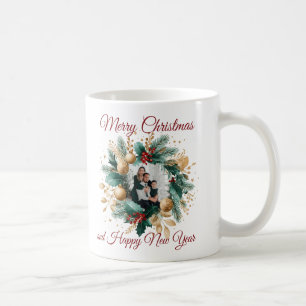 Mug Carte photo de couronne de Noël personnalisé