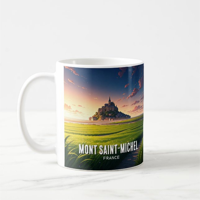 Mug Carte postale coucher de soleil du Mont Saint-Mich (Gauche)
