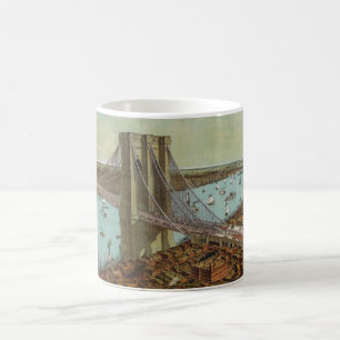 Mug Carte postale de couleur de pont de Brooklyn