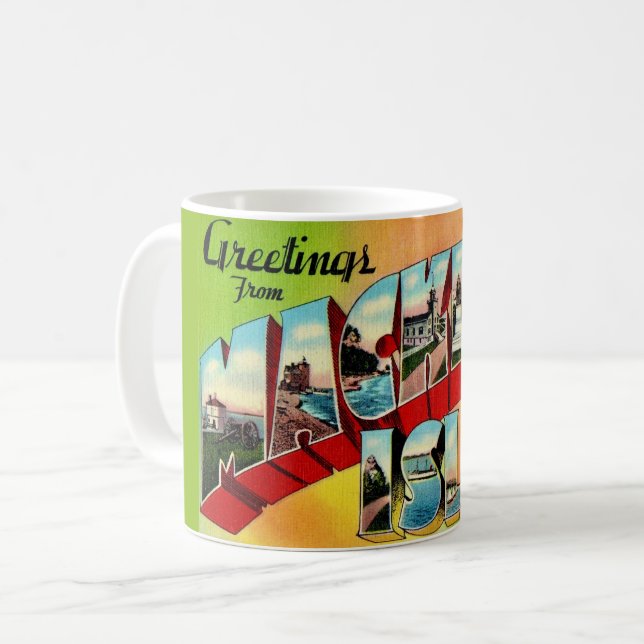 Mug Carte postale de voeux de l'île Mackinac (Devant gauche)