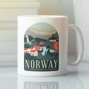 Mug Carte postale du Vintage voyage du paysage norvégi