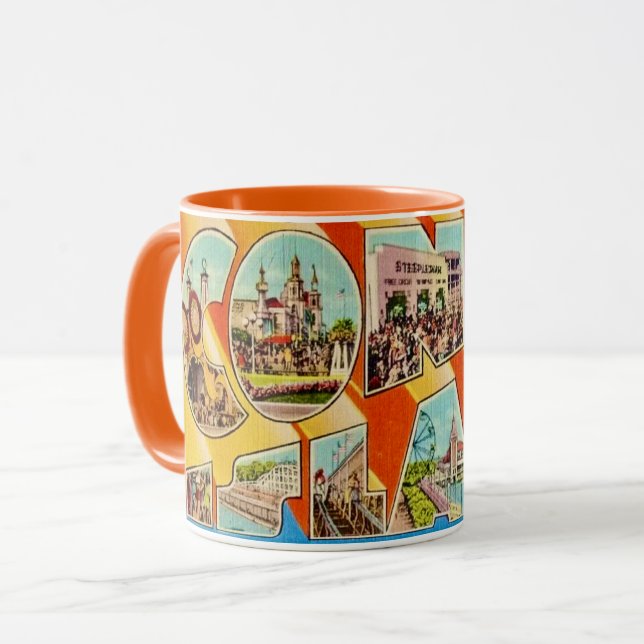 Mug Carte Postale Rétro Coney Island NY (Devant gauche)