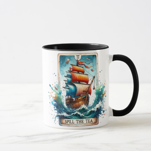 Mug Carte Tarot Drôle /Déverser Le Thé (Droite)