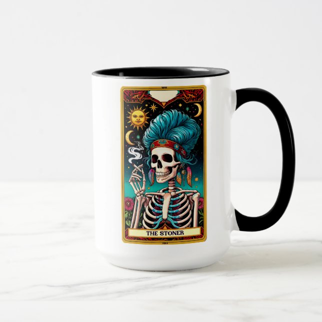 Mug Carte Tarot Drôle/Le Stoner (Droite)
