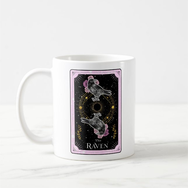 Mug Carte Tarot Le Corbeau Céleste Lune rose Noir (Gauche)