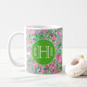 Mug Carte Texas Pink & Green Preppy Motif Monogramme