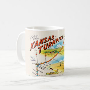 Mug Carte vintage de carte postale du Kansas le Turnpi