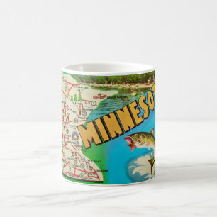 Mug Carte vintage de la pêche du Minnesota