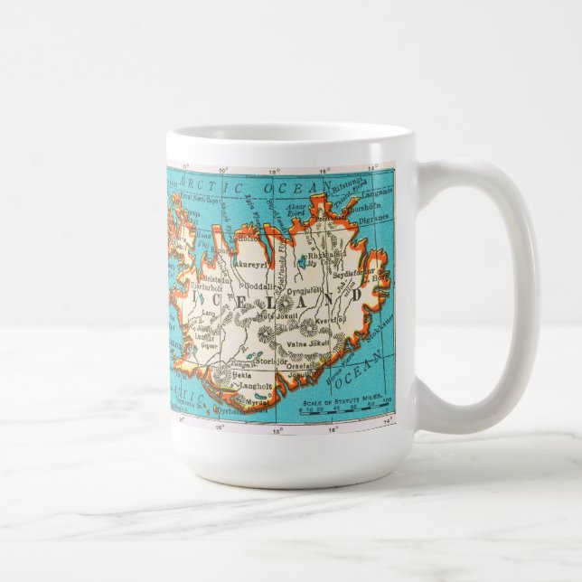 Mug Carte Vintage de l'ISLANDE (Droite)