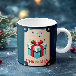 Mug Carte Vintage De Noël Avec Boîte Cadeau Festif