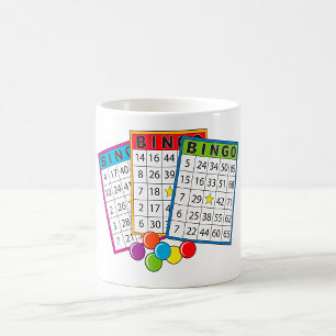 Mug Cartes de jeu de bingo colorées avec jetons