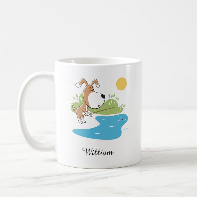 Mug Cartographie mignon Chien Chien Chien Chien Pêche  (Gauche)