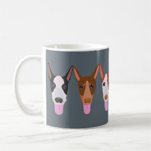 Mug Carton gris Podenco Chien Visages