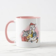 Carton rose mignon Kitten Noël