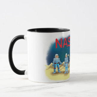 Mug cartoon astronauts on the moon Nasa 
