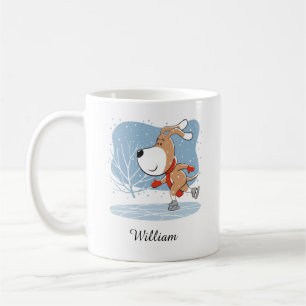 Mug Cartoon Chien mou Chien Chiot Patinage sur glace S