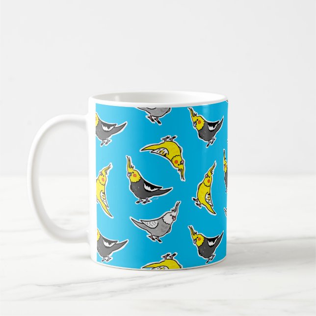 Mug Cartoon Cockatiels Motif (Gauche)
