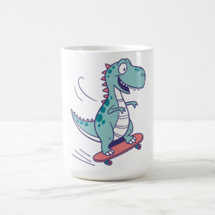 Mug Cartoon cool T-Rex sur skateboard
