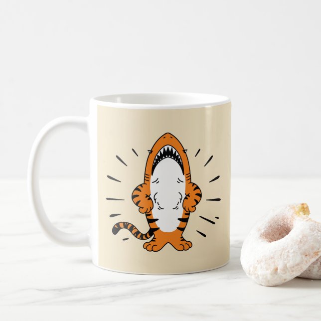 MUG CARTOON DE TIGRE DE SHARK HYBRIDE CUTE (Avec donut)