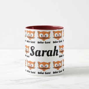 Mug Cartoon Mustache Chat Motif Personnalisé