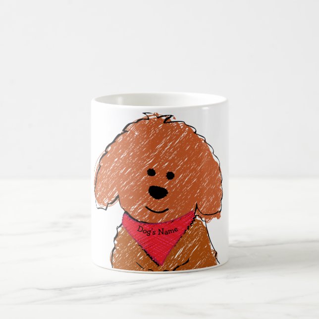 Mug Cartoon personnalisé mignon Doodé rouge chien (Centre)