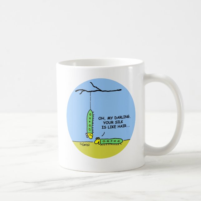 Mug Cartoon Silkworm Caterpillar In Love Funny (Droite)