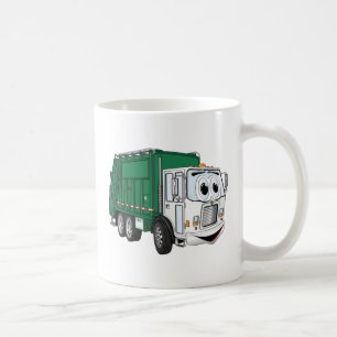 Mug Cartoon vert blanc souriant à ordures