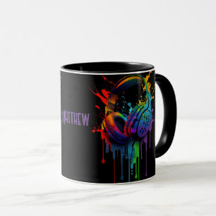 Mug Casque de jeu d'aquarelle graphique personnalisé