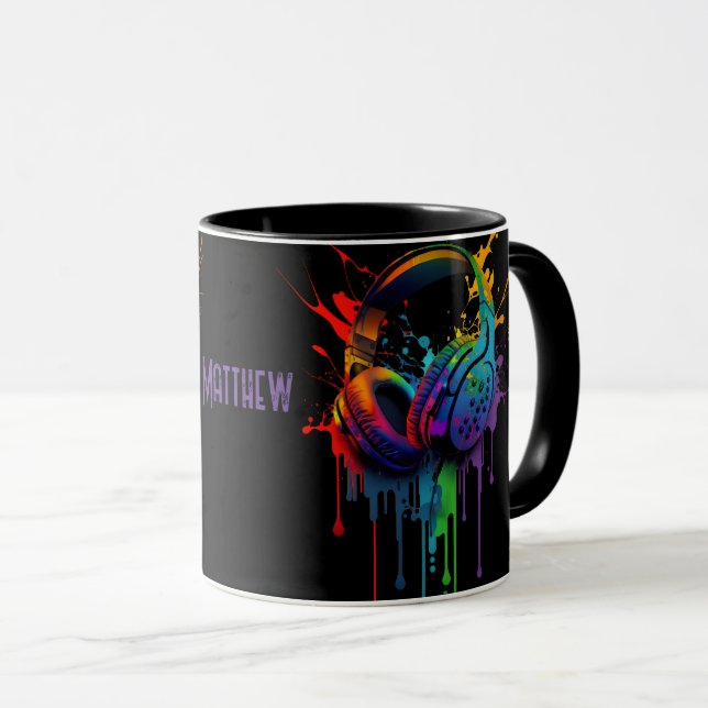 Mug Casque de jeu d'aquarelle graphique personnalisé (Devant droit)