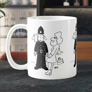 Mug Casque de l'horloge du policier britannique. Drôle