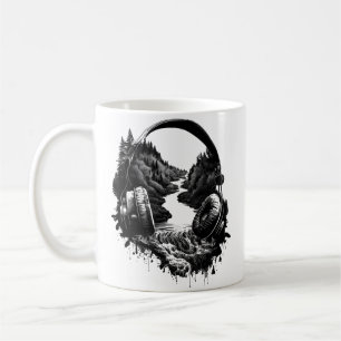 Mug Casque Nature et Musique – Artiste Noir et Blanc