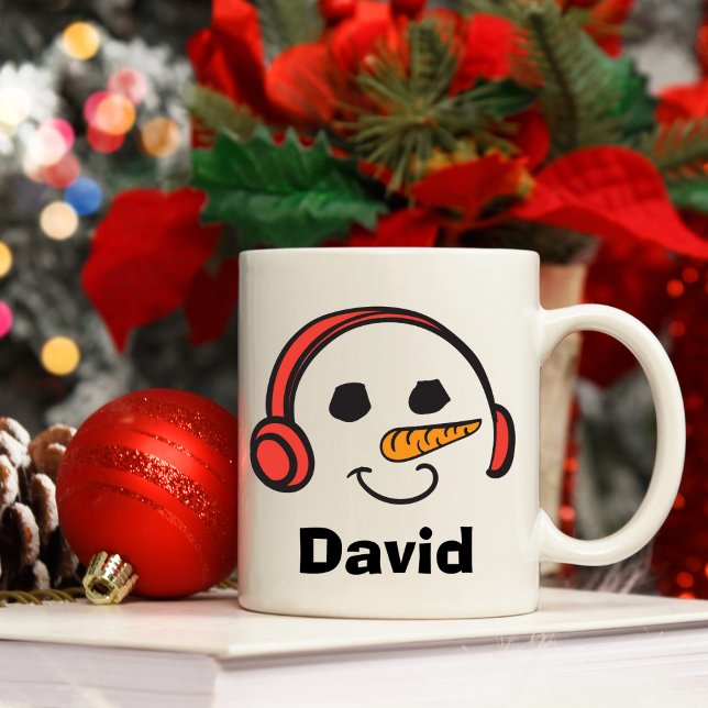Mug Casques personnalisés Musique Snowman (Personalized Headphones Music Snowman Coffee Mug
)