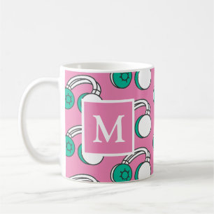 Mug Casques rose et Turquoise Pop Art Motif Monogramme