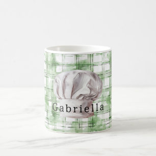 Mug Casquette de Chef Blanche Rayures à Carreaux Verts
