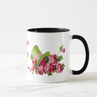 Mug Casquette supérieur et roses verts,