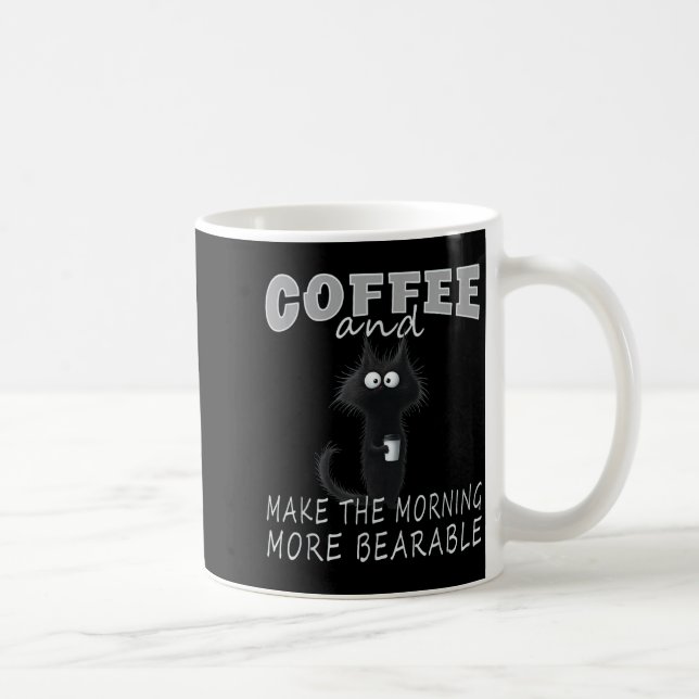 Mug Cat And Coffee Tee Design, Funny-cat Morning Humor (Droite)