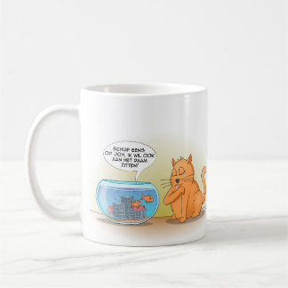 Mug Cat and fish; assise à la fenêtre