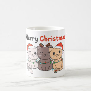 Mug Cat Christmas Animaux mignons Chats Joyeux Noël Co