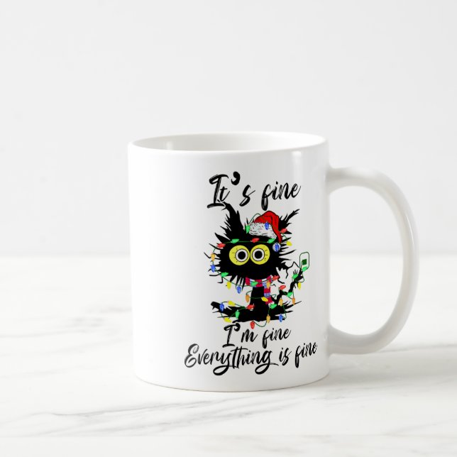 Mug Cat Christmas It's Fine I'm Fine Everything Is Fin (Droite)