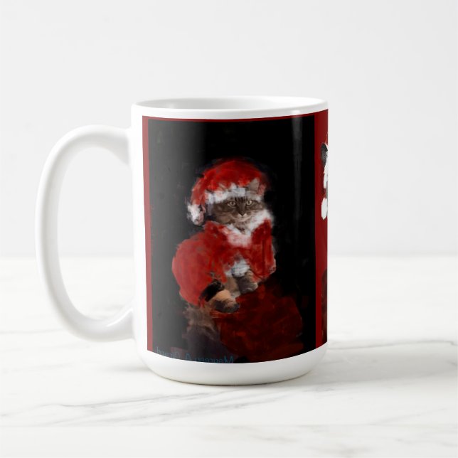 Mug Cat Christmas Santa Maureen Girard Blue Eyes (Gauche)