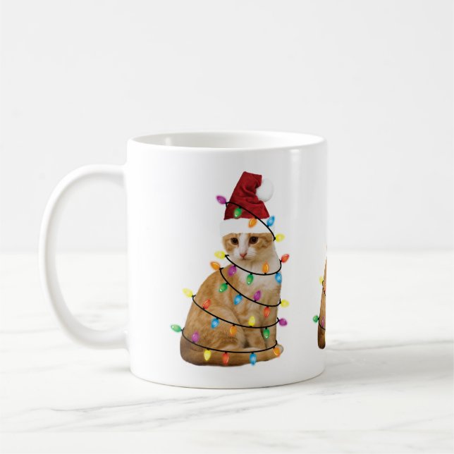 Mug Cat Christmas Tree Père Noël Funny Xmas Amoureux d (Gauche)