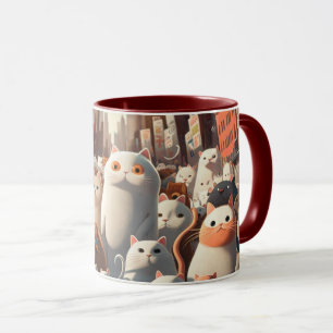 Mug Cat City Cartoon Crowd