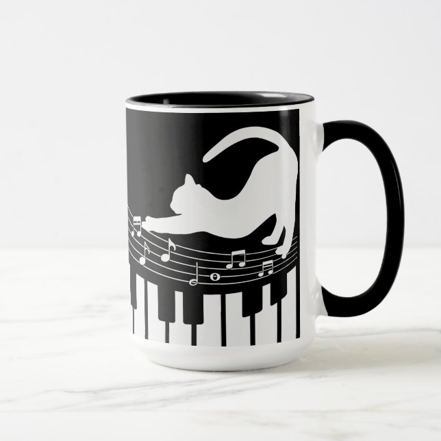 Mug Cat classique Jazz Piano Clavier Lecteur Café (Droite)