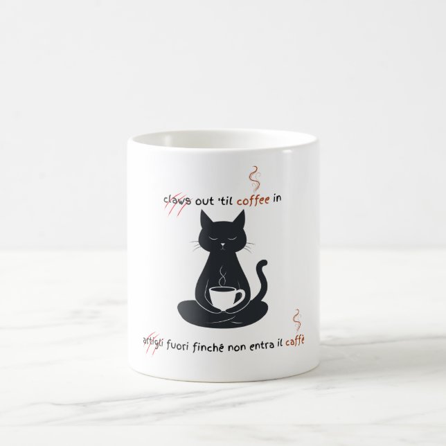Mug  Cat + Coffee = Claws” Minimalist Design  (Centre)