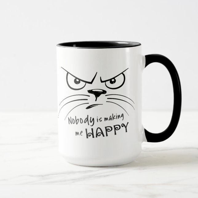 Mug Cat Grumpy PERSONNE NE ME REND HEUREUX (Droite)