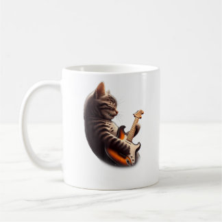 Mug Cat Playing Guitar - Funny Rock Music Guitar Cat