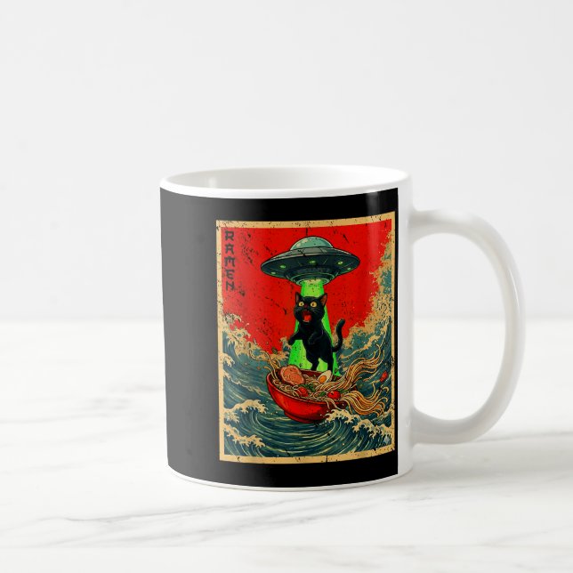 Mug Cat Ramen Ufo Japanese Anime Graphic Tees Men Wome (Droite)