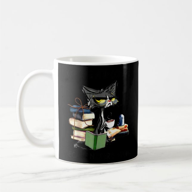 Mug Cat Reading And Coffee Because Murder Is Wrong (Gauche)