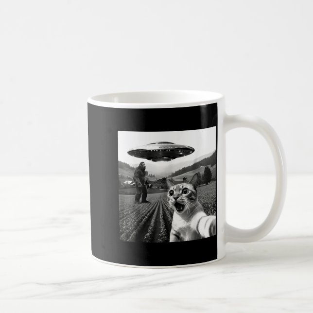 Mug Cat Selfie With Alien Ufo Funny Cat Alien Bigfoot  (Droite)